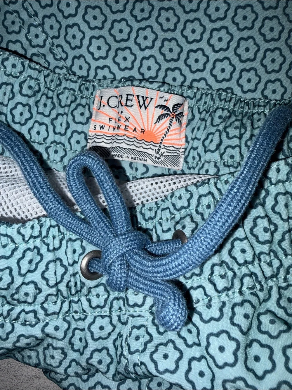 J. Crew Men's Teal Geometric Swim Trunks